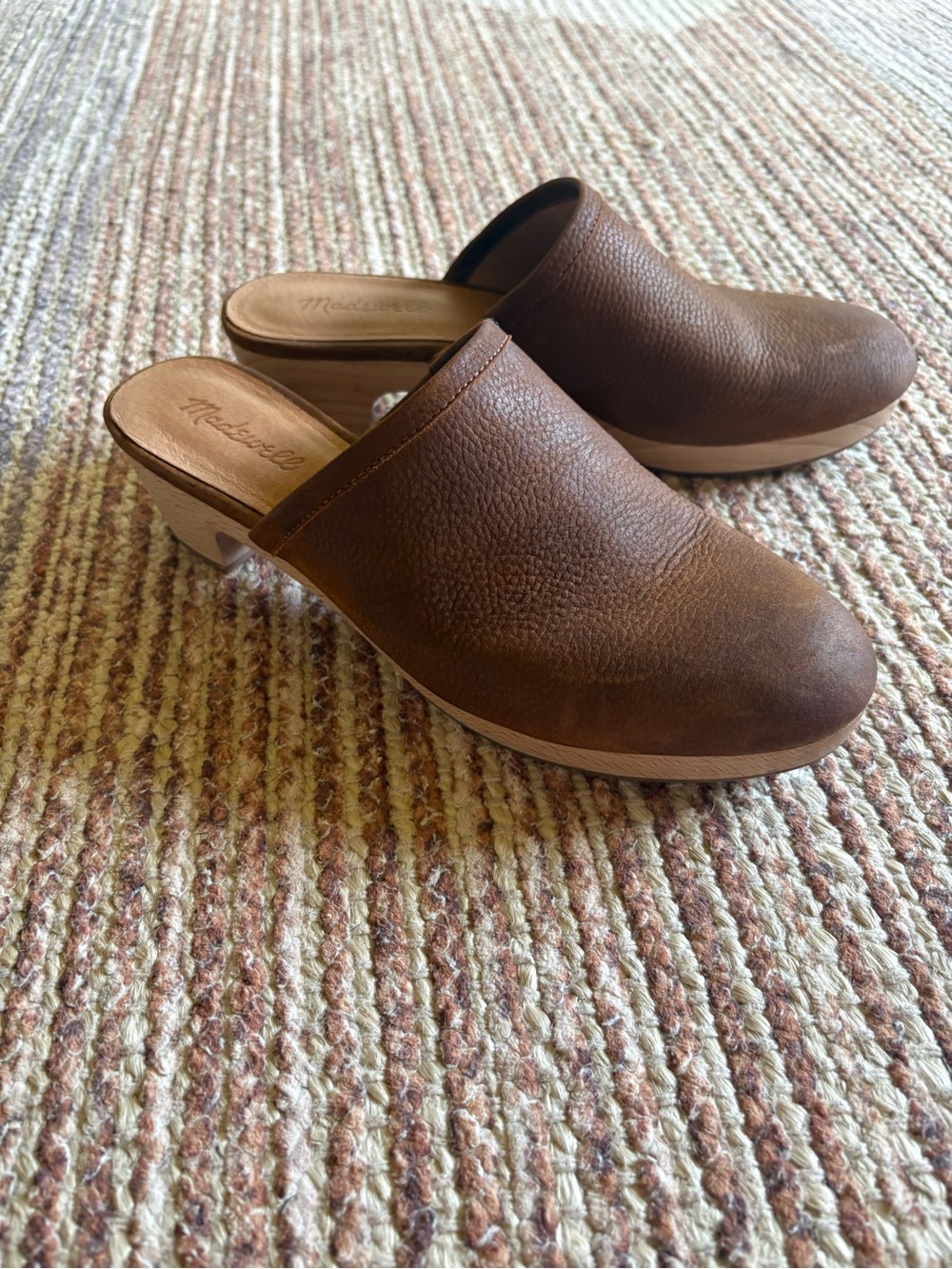 Madewell Brown Leather Clogs, Sz 9.5W (Fits a 9 best) - Picture 4 of 5